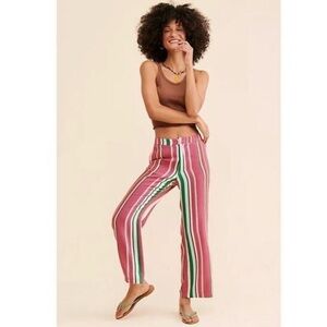 Free People Multicolor Striped Straight Leg Pants